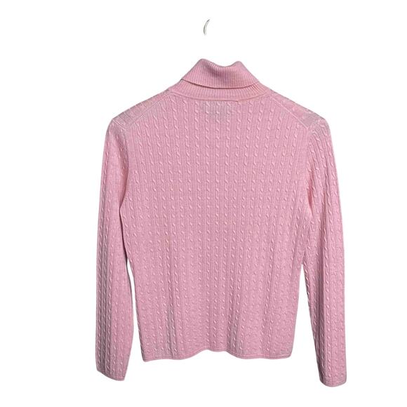 Brooks Brothers Turtleneck Sweater L Pink Merino Wool Silk Cashmere Cable Knit - Picture 3 of 7